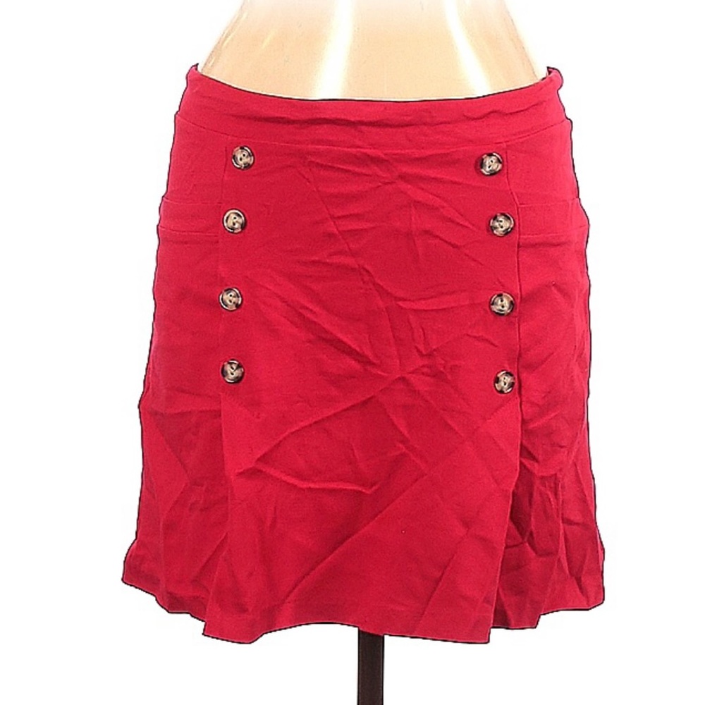 JESSY B Skirt Red Large Button Accents Pocket